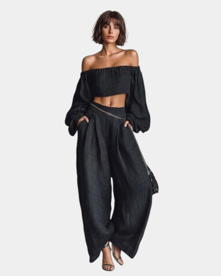 Cíntia - Set met off-shoulder top en wijde broek