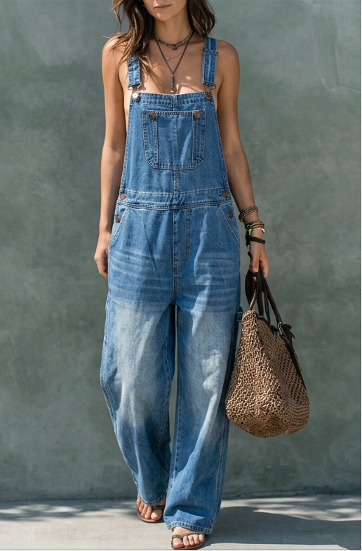 Harper - Denim Jumpsuit met Elastische Taille