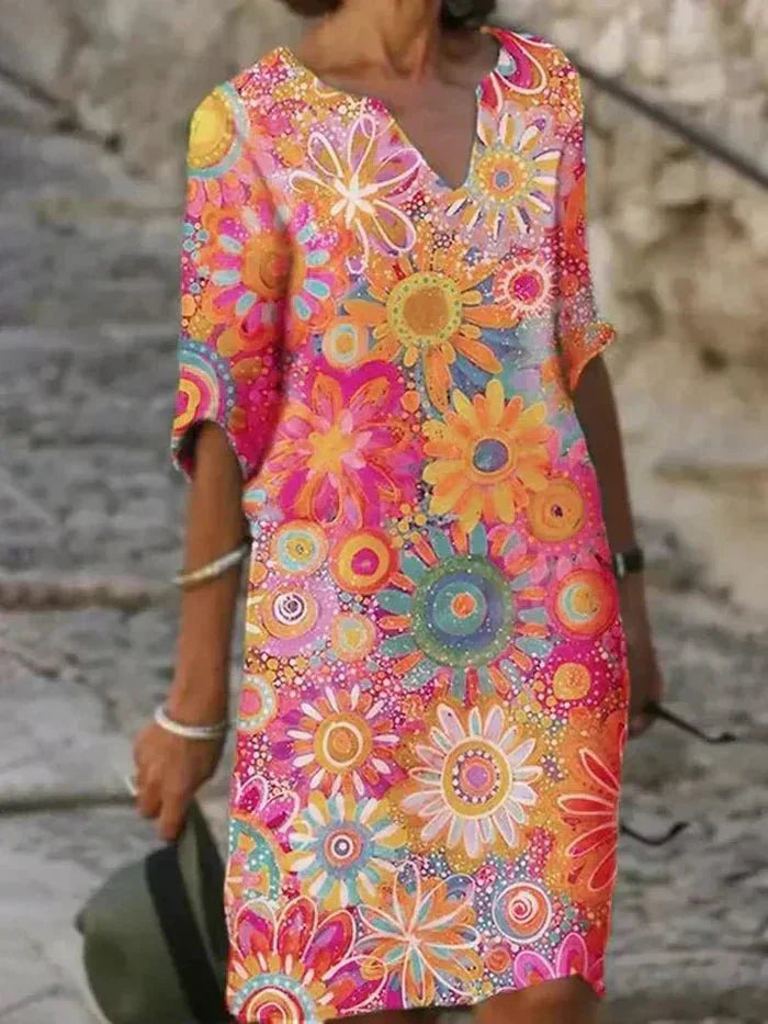 Nira - Levendige Bloemen Midi Jurk