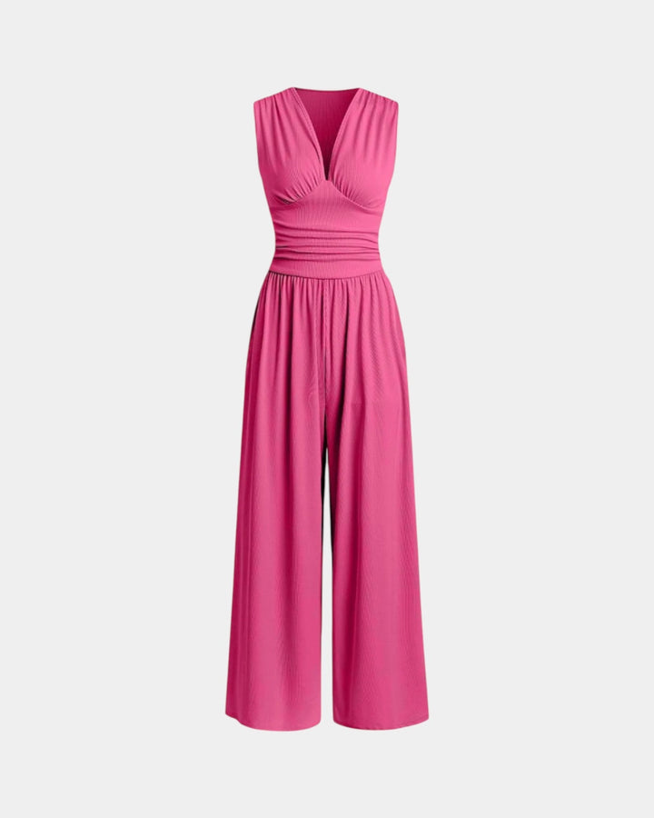 Sultana - Chique mouwloze jumpsuit met wijde benen