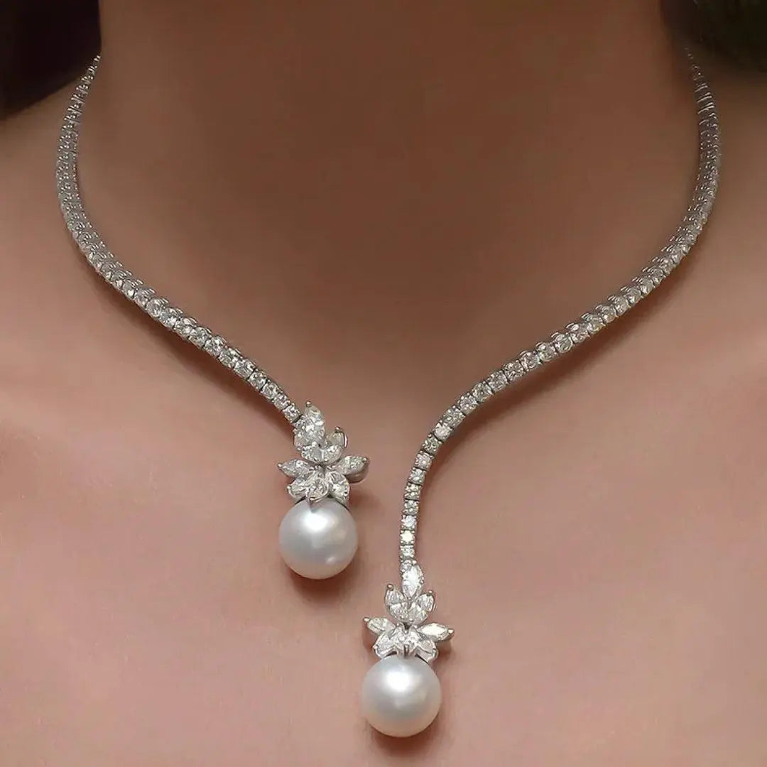 Elegante en sprankelende ketting met sterling zilveren parels