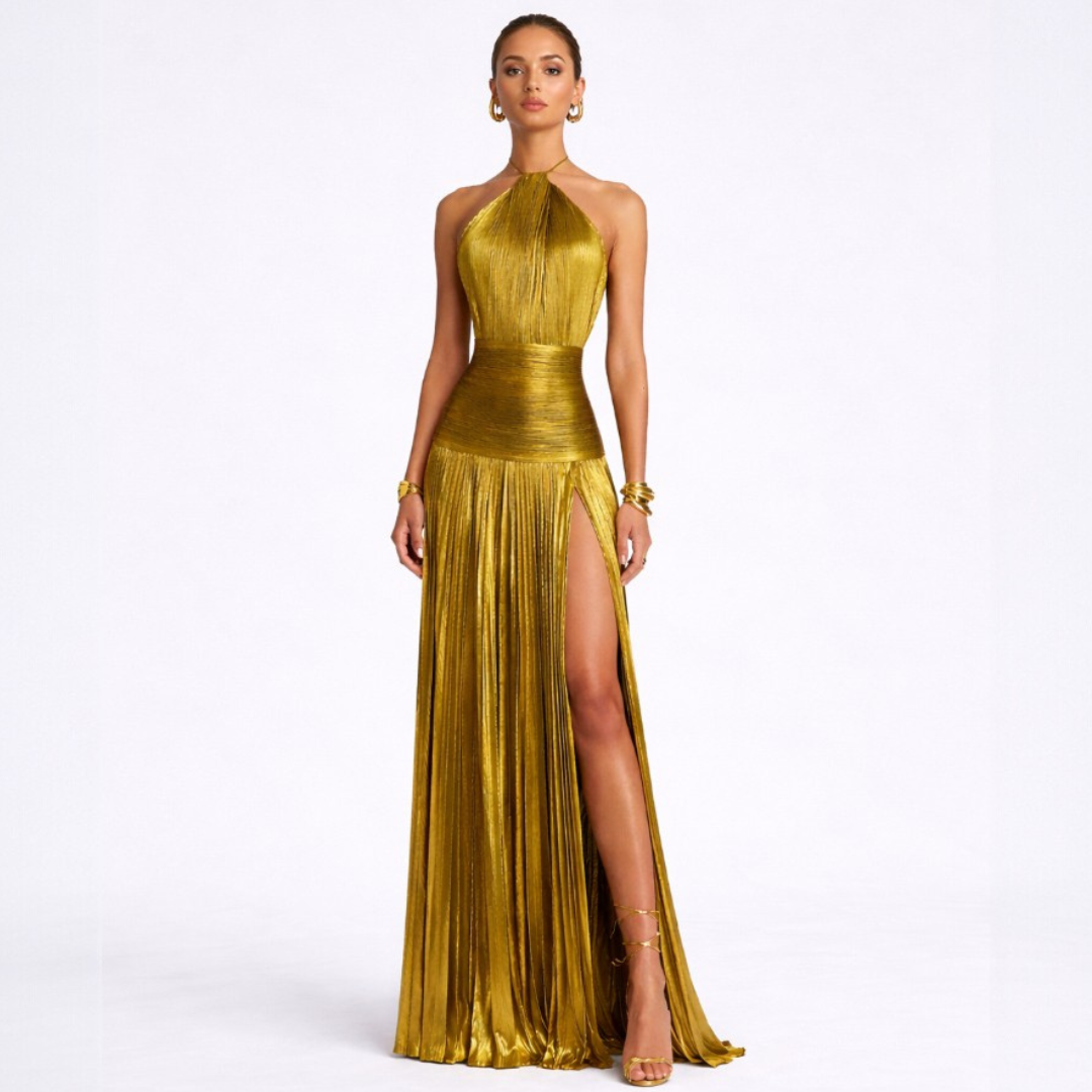 Athena - Maxi Jurk Gouden Glans