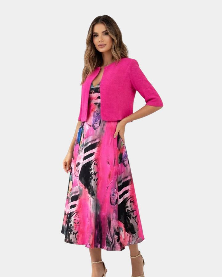 Stacy - Vloeiende midi-jurk met bijpassende blazer
