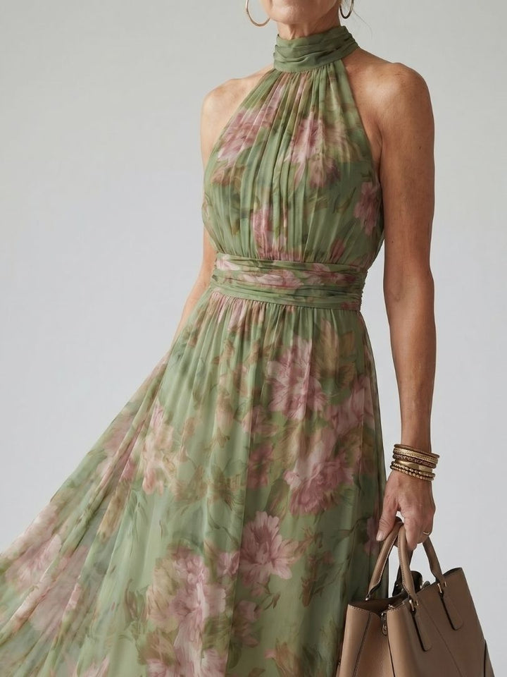 Mirelle - Samengestikte Halter Midi Jurk