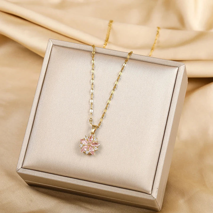 Collier Sakura Rose Romantique in Roestvrij Staal