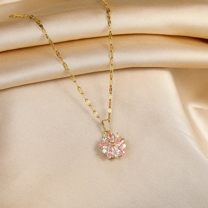 Collier Sakura Rose Romantique in Roestvrij Staal