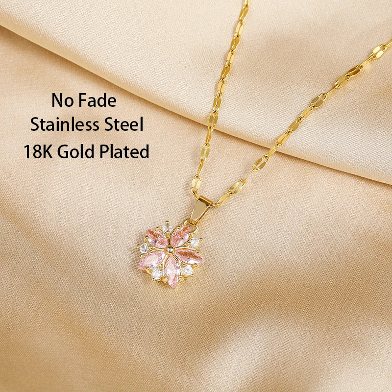 Collier Sakura Rose Romantique in Roestvrij Staal