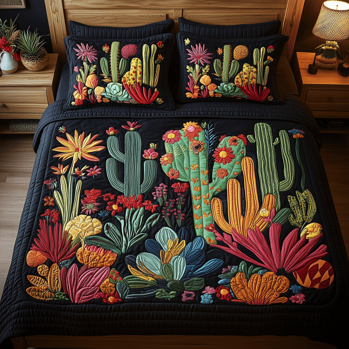 Tropische Cactus - 3-delig Handgemaakt Beddengoed Set