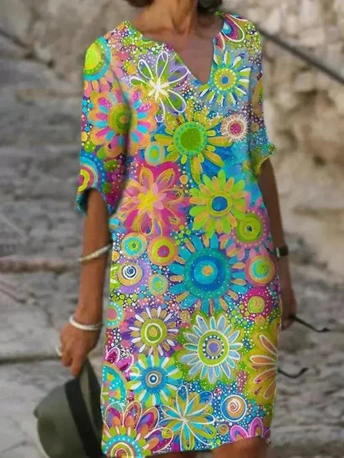 Nira - Levendige Bloemen Midi Jurk