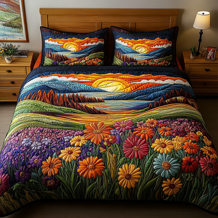 Vibrant View - 3-delige Handgemaakte Beddenset
