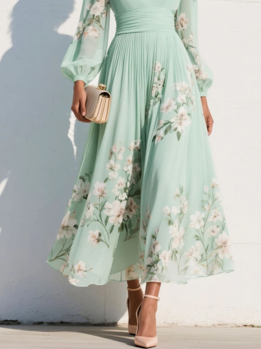 Olivia - Bloemige Elegante Midi Jurk