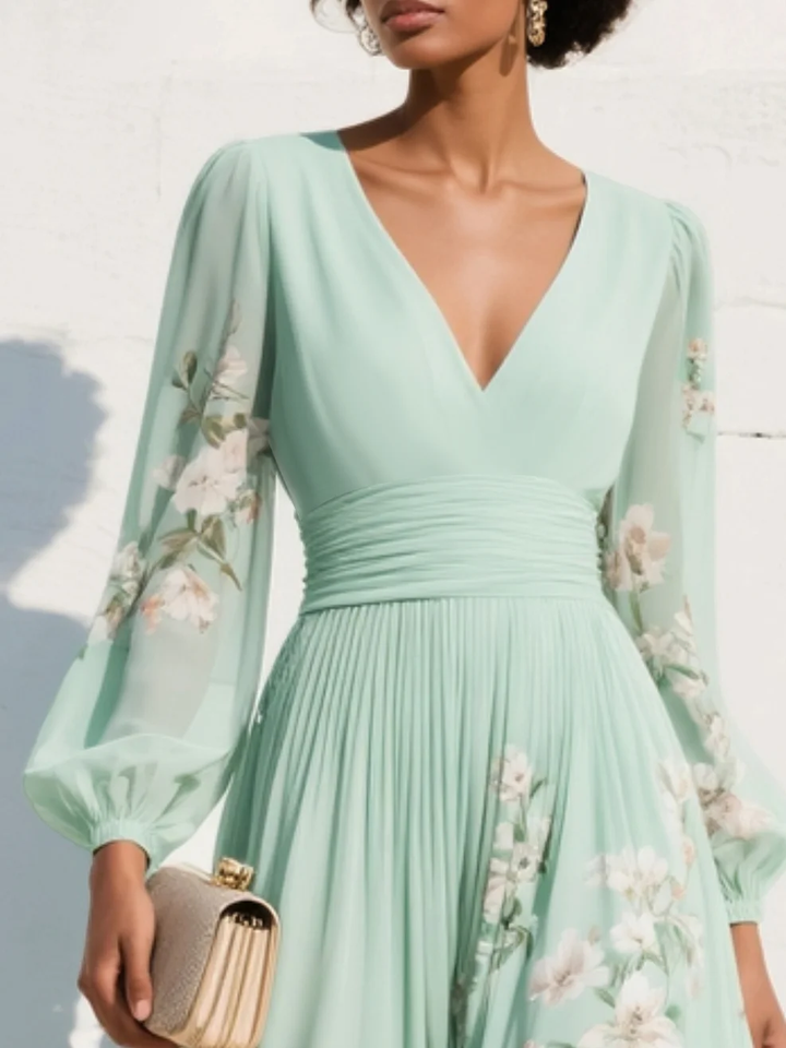 Olivia - Bloemige Elegante Midi Jurk