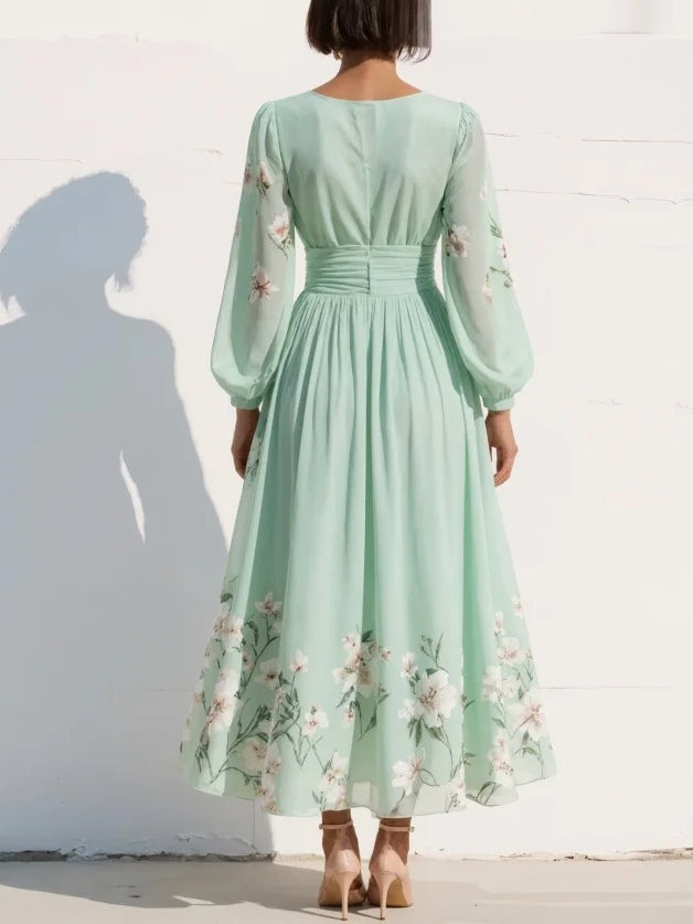 Olivia - Bloemige Elegante Midi Jurk