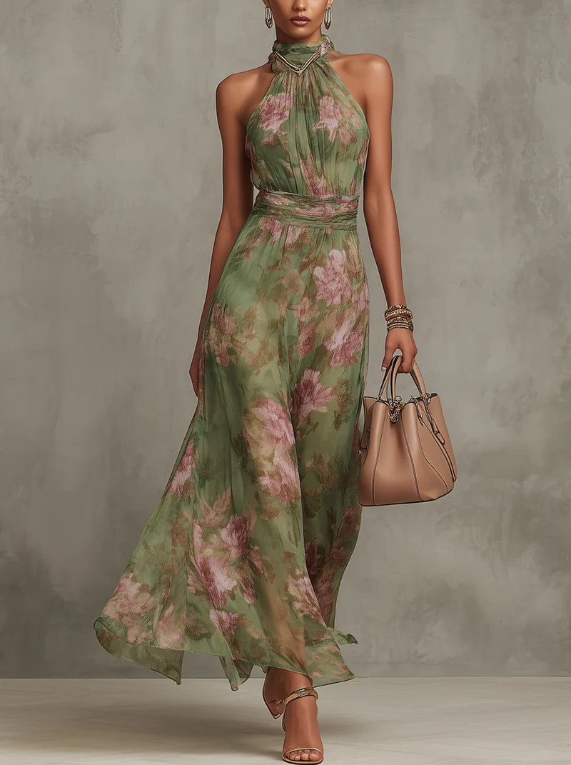 Piper - Lange Elegante Bloemenjurk