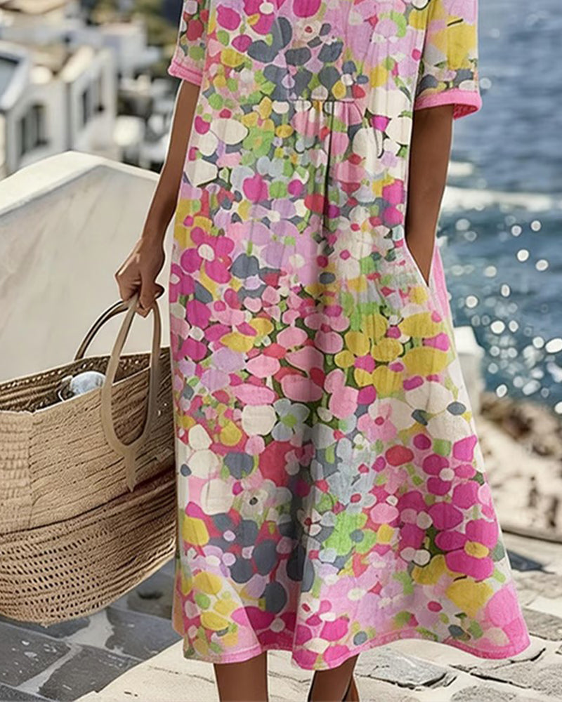 JASMINE - ELEGANTE FLORELE ZOMER MIDI JURK