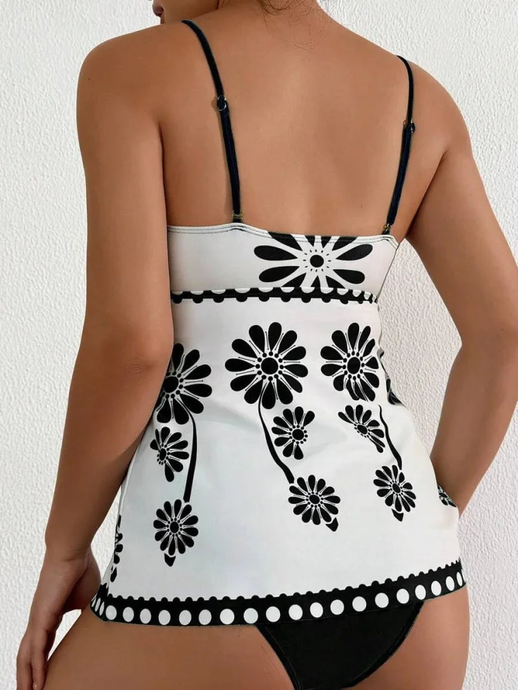 Margarita - Tankini Set met Bloemenpatroon en Buikbedekking