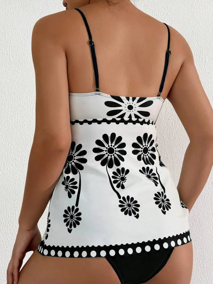 Margarita - Tankini Set met Bloemenpatroon en Buikbedekking