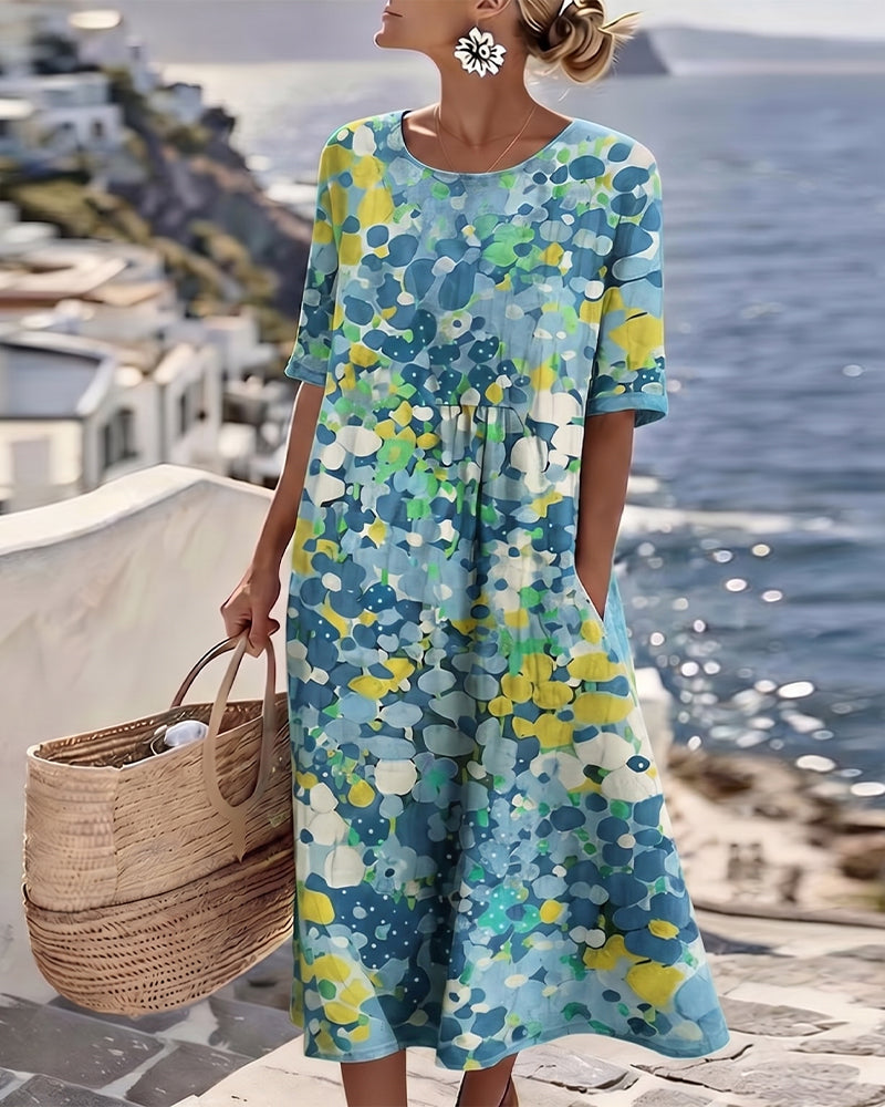 JASMINE - ELEGANTE FLORELE ZOMER MIDI JURK