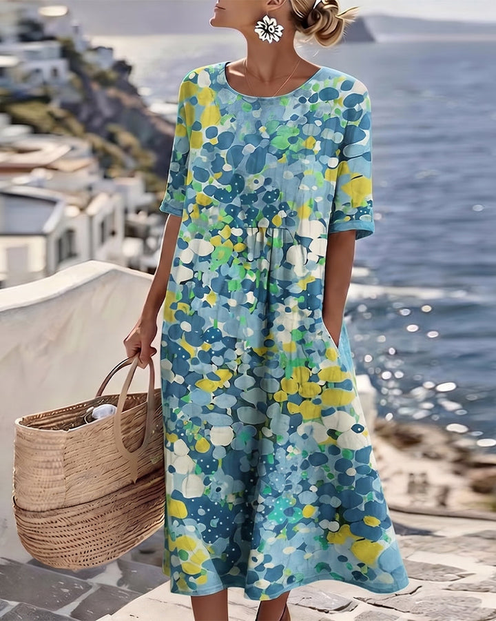 JASMINE - ELEGANTE FLORELE ZOMER MIDI JURK
