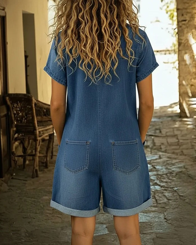Lucia - Combishort Capri in Denim