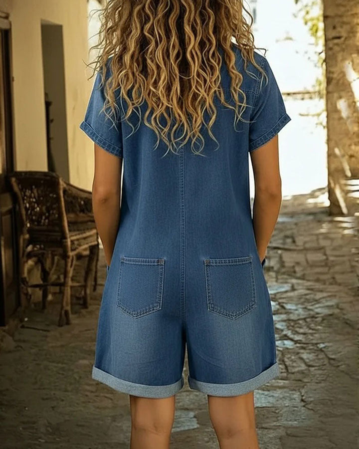 Lucia - Combishort Capri in Denim