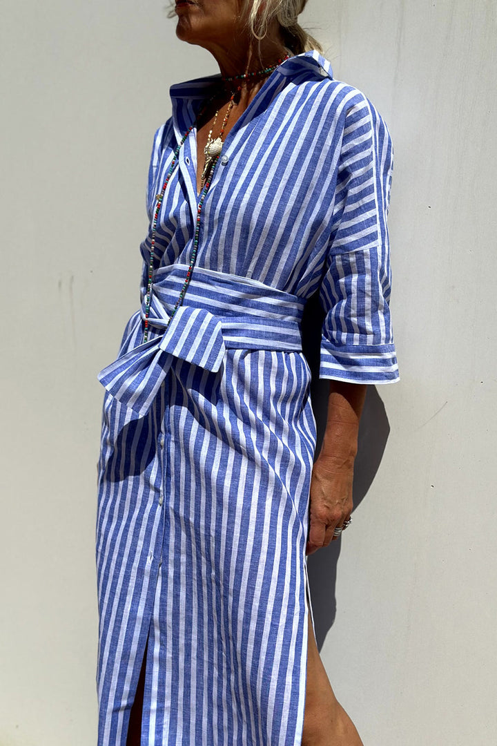 Sophia - Tijdloos Gestreept Shirtjurk met Elegante Comfort