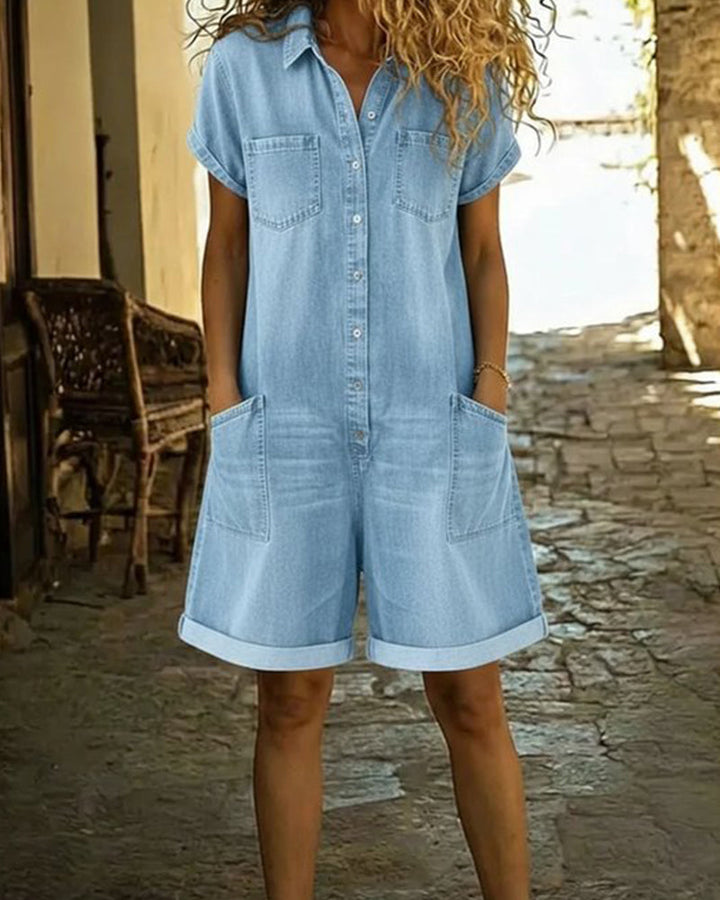 Lucia - Combishort Capri in Denim