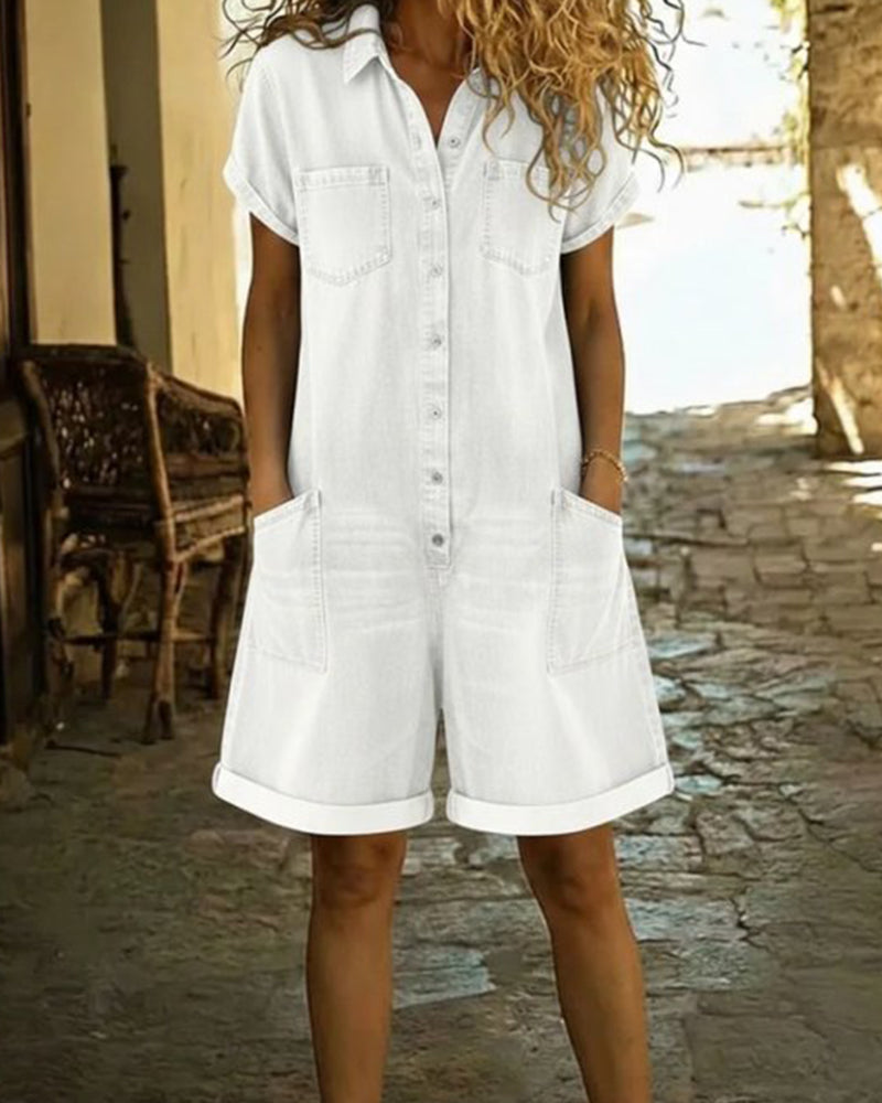 Lucia - Combishort Capri in Denim