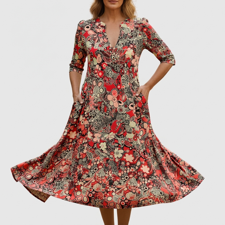 Helen - Elegante Midi-jurk met V-hals