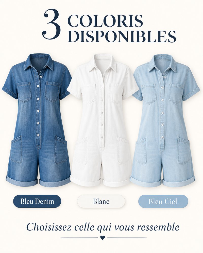 Lucia - Combishort Capri in Denim