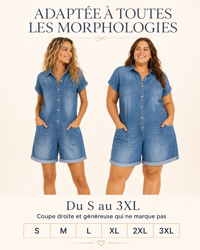 Lucia - Combishort Capri in Denim